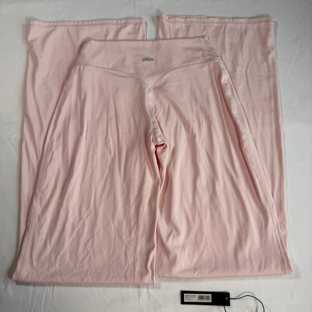 Oner Active Soft Motion Straight Leg Leggings Gray Logo Ballet Pink Sz M Long